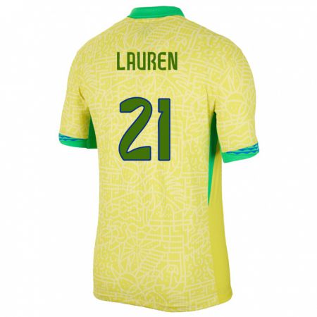 KandinyキッズブラジルLauren Costa#21黄ホームシャツ24-26ジャージーユニフォーム