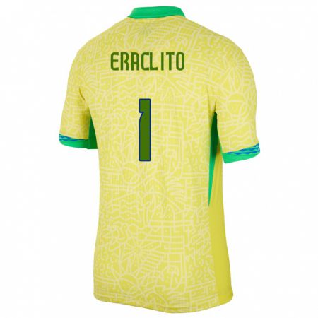 Kandiny Bambino Maglia Brasile Marcelo Eraclito #1 Giallo Kit Gara Home 24-26 Maglietta