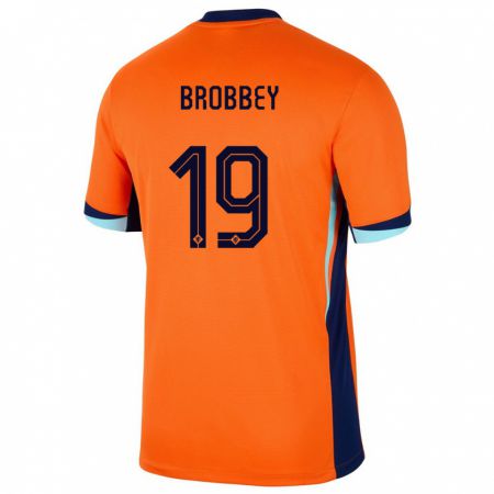 Kandiny Niño Camiseta Países Bajos Brian Brobbey #19 Naranja 1ª Equipación 24-26 La Camisa