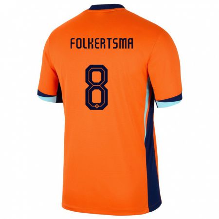 Kandiny Kinderen Nederland Sisca Folkertsma #8 Oranje Thuisshirt Thuistenue 24-26 T-Shirt België