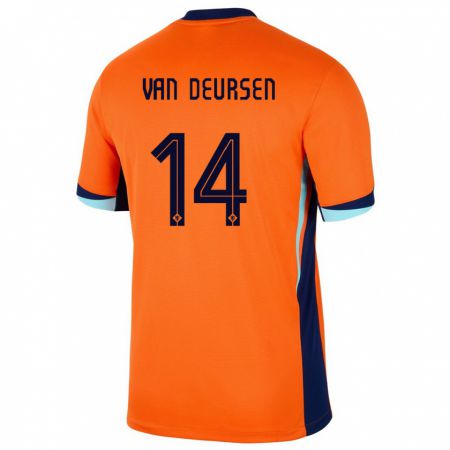 Kandiny Kinderen Nederland Eva Van Deursen #14 Oranje Thuisshirt Thuistenue 24-26 T-Shirt