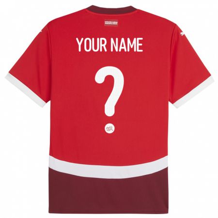 Kandiny Bambino Maglia Svizzera Il Tuo Nome #0 Rosso Kit Gara Home 24-26 Maglietta