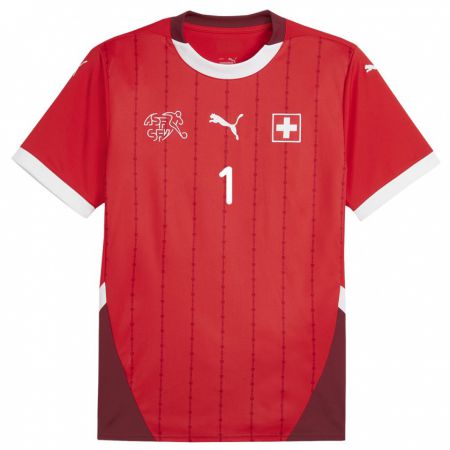 Kandiny Kinderen Zwitserland Yann Sommer #1 Rood Thuisshirt Thuistenue 24-26 T-Shirt