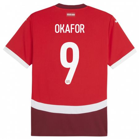 Kandiny Kinder Schweiz Noah Okafor #9 Rot Heimtrikot Trikot 24-26 T-Shirt Österreich