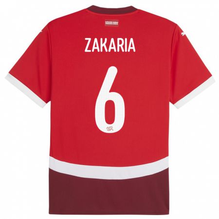 Kandiny Bambino Maglia Svizzera Denis Zakaria #6 Rosso Kit Gara Home 24-26 Maglietta