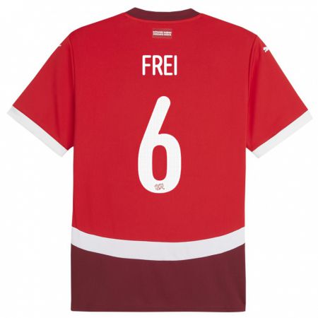 Kandiny Bambino Maglia Svizzera Fabian Frei #6 Rosso Kit Gara Home 24-26 Maglietta