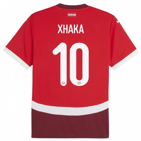 Kandiny Kinderen Zwitserland Granit Xhaka #10 Rood Thuisshirt Thuistenue 24-26 T-Shirt