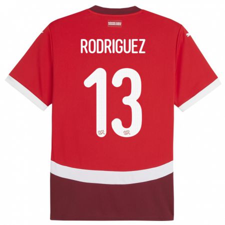 Kandiny Kinderen Zwitserland Ricardo Rodriguez #13 Rood Thuisshirt Thuistenue 24-26 T-Shirt België