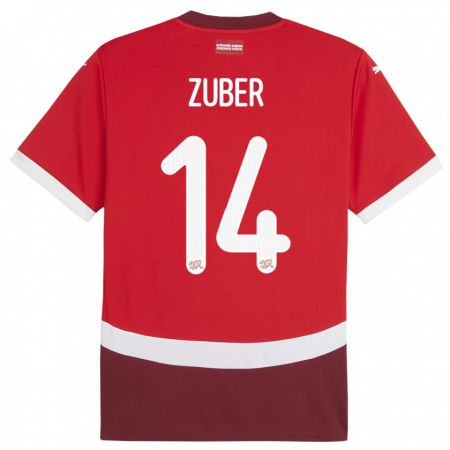 Kandiny Kinderen Zwitserland Steven Zuber #14 Rood Thuisshirt Thuistenue 24-26 T-Shirt België