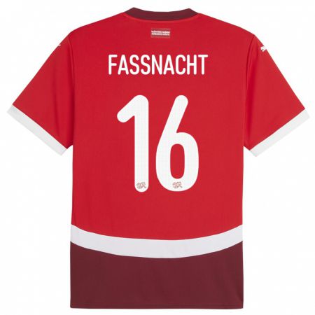 Kandiny Kinderen Zwitserland Christian Fassnacht #16 Rood Thuisshirt Thuistenue 24-26 T-Shirt België