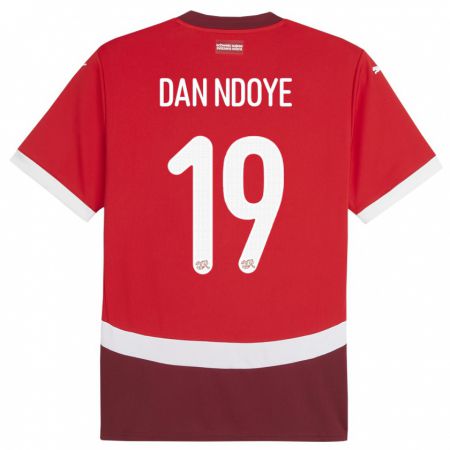 Kandiny Bambino Maglia Svizzera Dan Ndoye #19 Rosso Kit Gara Home 24-26 Maglietta