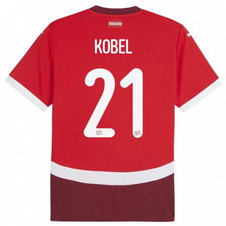 Kandiny Kinder Schweiz Gregor Kobel #21 Rot Heimtrikot Trikot 24-26 T-Shirt Österreich