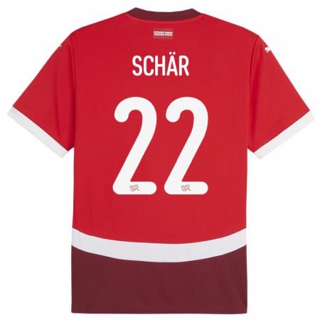 Kandiny Bambino Maglia Svizzera Fabian Schar #22 Rosso Kit Gara Home 24-26 Maglietta