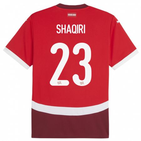 Kandiny Bambino Maglia Svizzera Xherdan Shaqiri #23 Rosso Kit Gara Home 24-26 Maglietta