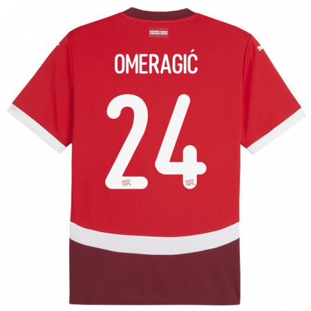 Kandiny Bambino Maglia Svizzera Becir Omeragic #24 Rosso Kit Gara Home 24-26 Maglietta