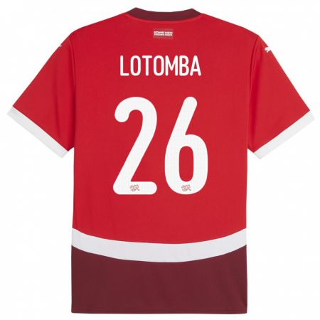 Kandiny Bambino Maglia Svizzera Jordan Lotomba #26 Rosso Kit Gara Home 24-26 Maglietta