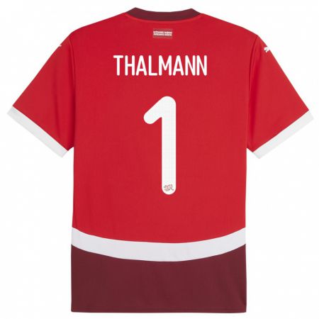 Kandiny Bambino Maglia Svizzera Gaelle Thalmann #1 Rosso Kit Gara Home 24-26 Maglietta