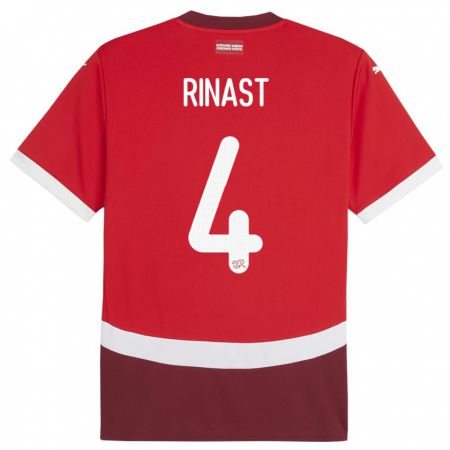 Kandiny Kinderen Zwitserland Rachel Rinast #4 Rood Thuisshirt Thuistenue 24-26 T-Shirt