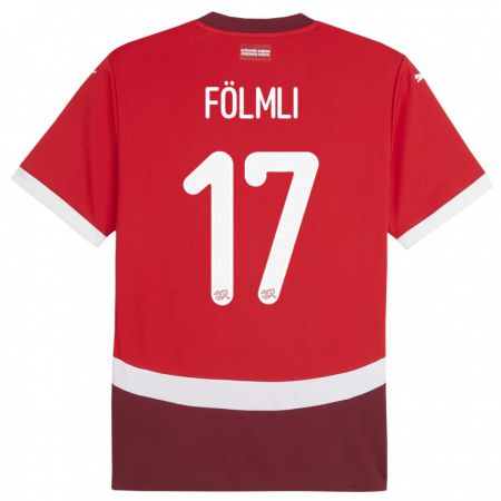 Kandiny Bambino Maglia Svizzera Svenja Folmli #17 Rosso Kit Gara Home 24-26 Maglietta