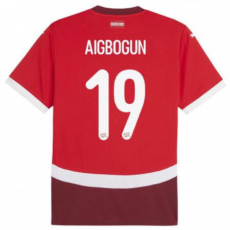 Kandiny Bambino Maglia Svizzera Eseosa Aigbogun #19 Rosso Kit Gara Home 24-26 Maglietta