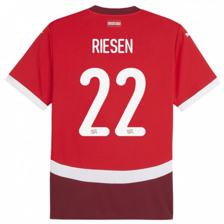 Kandiny Kinderen Zwitserland Nadine Riesen #22 Rood Thuisshirt Thuistenue 24-26 T-Shirt