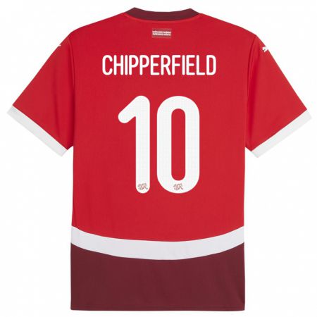 Kandiny Kinderen Zwitserland Liam Chipperfield #10 Rood Thuisshirt Thuistenue 24-26 T-Shirt België