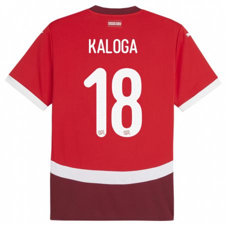 Kandiny Kinder Schweiz Issa Kaloga #18 Rot Heimtrikot Trikot 24-26 T-Shirt Österreich