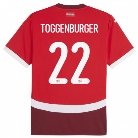 Kandiny Bambino Maglia Svizzera Nando Toggenburger #22 Rosso Kit Gara Home 24-26 Maglietta