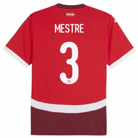 Kandiny Kinder Schweiz Luis Mestre #3 Rot Heimtrikot Trikot 24-26 T-Shirt Österreich