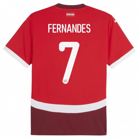 Kandiny Kinderen Zwitserland Ruben Fernandes #7 Rood Thuisshirt Thuistenue 24-26 T-Shirt België