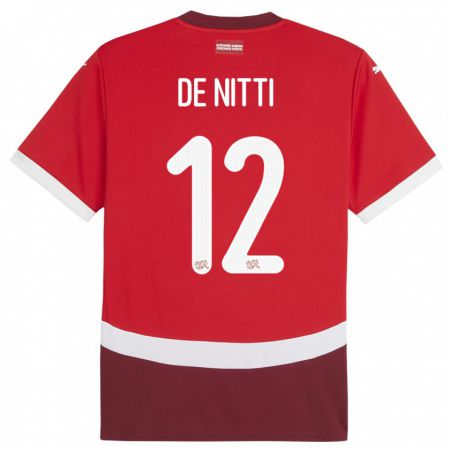 Kandiny Kinder Schweiz Gianni De Nitti #12 Rot Heimtrikot Trikot 24-26 T-Shirt Österreich