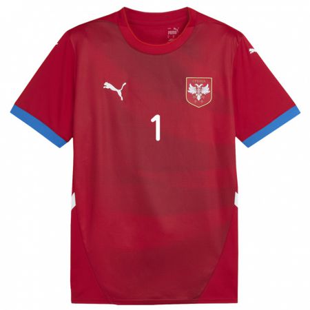 Kandiny Kinderen Servië Marko Dmitrovic #1 Rood Thuisshirt Thuistenue 24-26 T-Shirt België