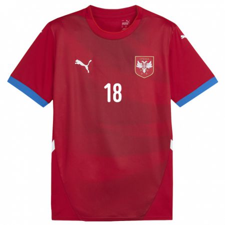 Kandiny Kinderen Servië Petar Ratkov #18 Rood Thuisshirt Thuistenue 24-26 T-Shirt