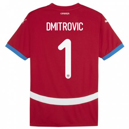 Kandiny Kinderen Servië Marko Dmitrovic #1 Rood Thuisshirt Thuistenue 24-26 T-Shirt