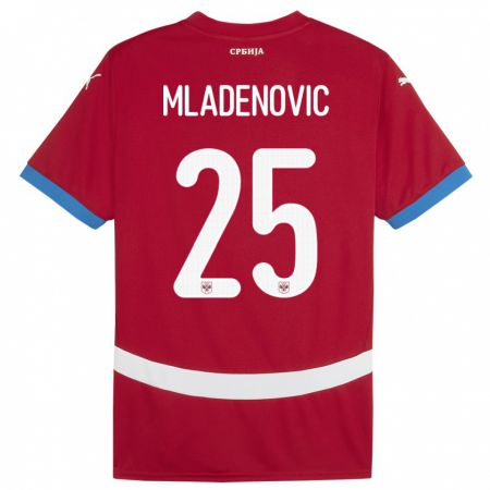 Kandiny Kinderen Servië Filip Mladenovic #25 Rood Thuisshirt Thuistenue 24-26 T-Shirt België