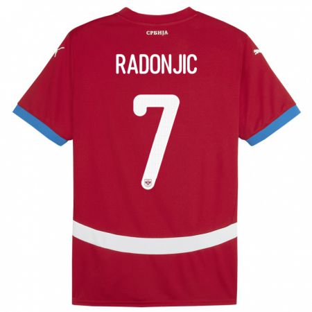 Kandiny Kinderen Servië Nemanja Radonjic #7 Rood Thuisshirt Thuistenue 24-26 T-Shirt België