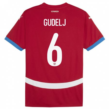 Kandiny Kinderen Servië Nemanja Gudelj #6 Rood Thuisshirt Thuistenue 24-26 T-Shirt België