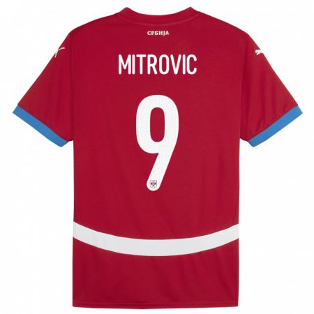 Kandiny Kinderen Servië Aleksandar Mitrovic #9 Rood Thuisshirt Thuistenue 24-26 T-Shirt België