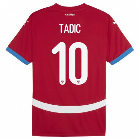 Kandiny Kinderen Servië Dusan Tadic #10 Rood Thuisshirt Thuistenue 24-26 T-Shirt België