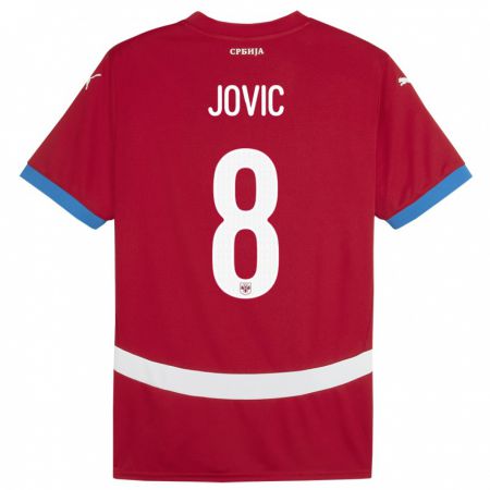 Kandiny Bambino Maglia Serbia Luka Jovic #8 Rosso Kit Gara Home 24-26 Maglietta