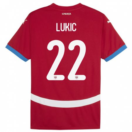 Kandiny Kinder Serbien Sasa Lukic #22 Rot Heimtrikot Trikot 24-26 T-Shirt Österreich