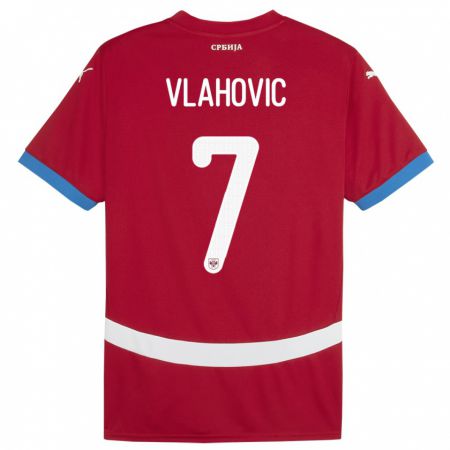 Kandiny Kinderen Servië Dusan Vlahovic #7 Rood Thuisshirt Thuistenue 24-26 T-Shirt