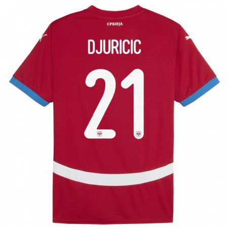 Kandiny Bambino Maglia Serbia Filip Djuricic #21 Rosso Kit Gara Home 24-26 Maglietta