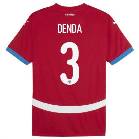 Kandiny Bambino Maglia Serbia Milica Denda #3 Rosso Kit Gara Home 24-26 Maglietta