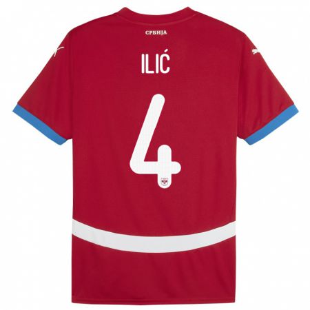 Kandiny Bambino Maglia Serbia Marija Ilic #4 Rosso Kit Gara Home 24-26 Maglietta