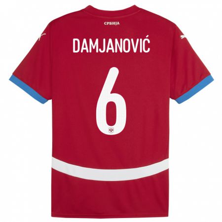 Kandiny Kinderen Servië Nevena Damjanovic #6 Rood Thuisshirt Thuistenue 24-26 T-Shirt België