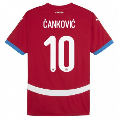 Kandiny Kinderen Servië Jelena Cankovic #10 Rood Thuisshirt Thuistenue 24-26 T-Shirt België