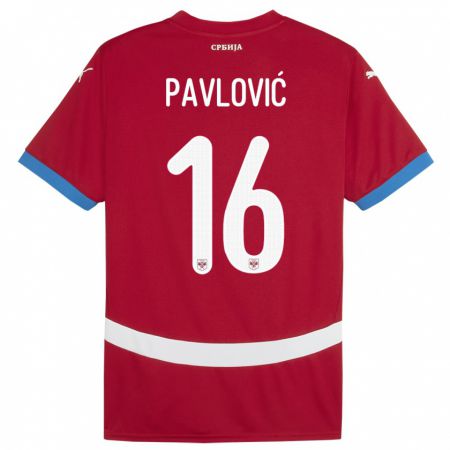 Kandiny Bambino Maglia Serbia Sara Pavlovic #16 Rosso Kit Gara Home 24-26 Maglietta