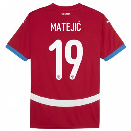 Kandiny Kinderen Servië Nina Matejic #19 Rood Thuisshirt Thuistenue 24-26 T-Shirt België