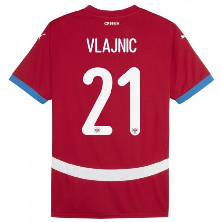 Kandiny Bambino Maglia Serbia Tyla Jay Vlajnic #21 Rosso Kit Gara Home 24-26 Maglietta